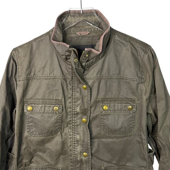 J Crew Downtown Field Jacket Utility Coat Military 19034 Green Brown Womens XL - Picture 4 of 8